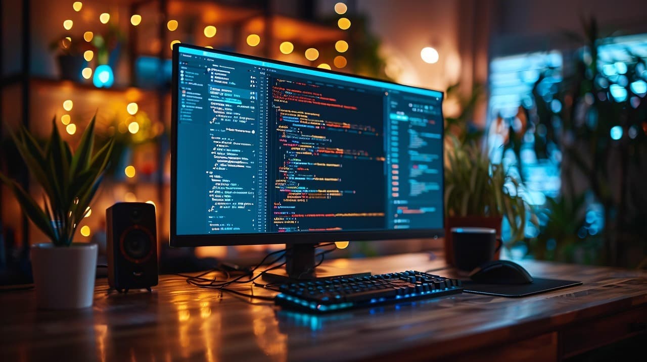 Picture of a computer with code on it